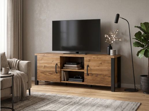 Tv-meubel OLIANNE 2 deuren appenzeller sparren/zwart