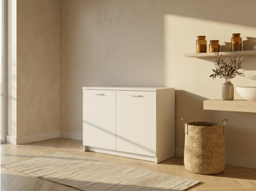 Kast met werkblad WASHING 2 deuren wit