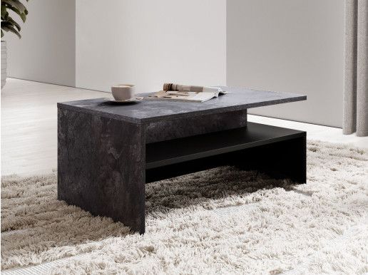 Salontafel BABEL kleurrijke leisteen/zwart