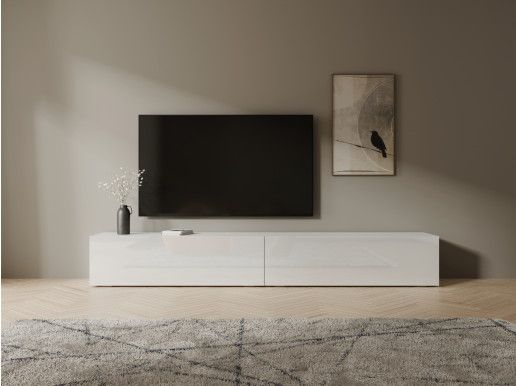 Tv-meubel KINGSTON 2 klapdeuren 210 cm wit/hoogglans wit