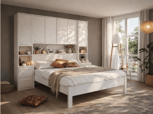 Bed en brugkast RIGA 140x200 cm wit