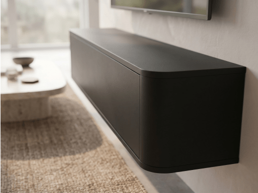 TV-hifi meubel PRINCETON 1 draaideur 140 cm afgerond zwart