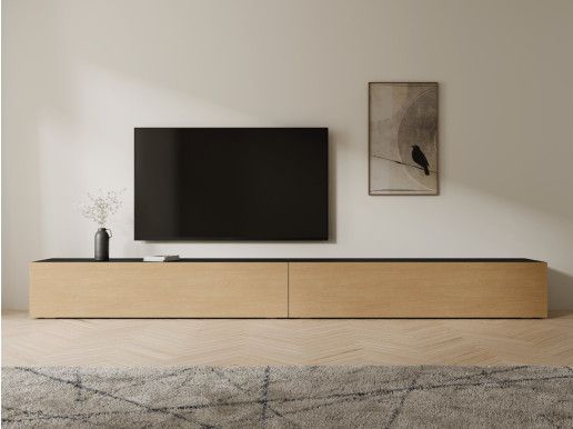 Tv-meubel KINGSTON 2 klapdeuren 210 cm zwarte eik/eik
