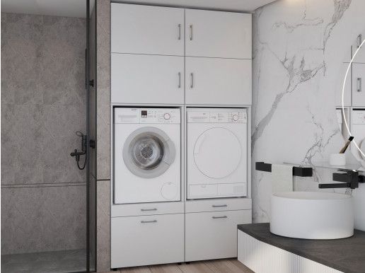 Kast WASHING 2 machines naast elkaar EXTRA LARGE wit