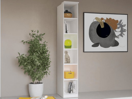 Boekenkast OPTICO 6 vakken wit met led