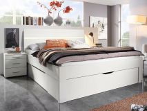 Bed SCARLETT 180x200 cm wit met drie lades met hoofdeinde met led