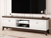 Tv-meubel TIROSA 2 lades hoogglans wit met led 