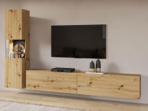 Tv-meubel set AVATAR 3 deuren artisan eik met led