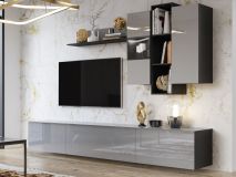 Tv-meubel set HELA 4 deuren zwart/hoogglans grijs zonder led