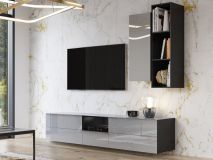 Tv-meubel set HELA II 3 deuren 1 lade zwart/hoogglans grijs met led