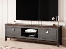 Tv-meubel TIROSA 2 lades hoogglans antraciet zonder led