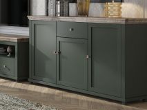 Commode EVOCO 3 deuren en 1 lade ribbec eik/groen 