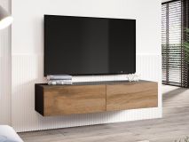 Tv-meubel ZIGGY I 2 deuren 140 cm zwart/wotan eik 