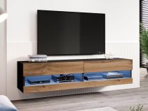 Tv-meubel set ZIGGY II 2 deuren 180 cm zwart/wotan eik zonder led