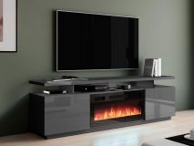 Tv-meubel met haard EVAPE 2 deuren grafiet/hoogglans grafiet 