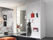 Kast STEINO 2 schuifdeuren 181 cm (garderobekast) alpine wit met spiegel 