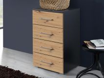 Commode NEVORO 4 lades artisan eik/metaalgrijs