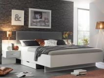 Bed en nachtkastjes PHILLY 180x200 cm alpine wit/lichtgrijs met lades