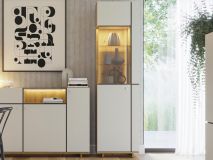 Vitrinekast MODO 1 deur artisan eik/alpine wit met led 