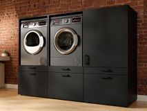 Kast WASHING 2 machines naast elkaar met kast 1 deur 2 lades MEDIUM zwart
