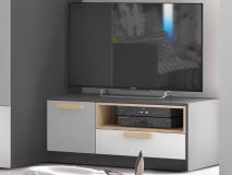 TV-meubel PIKA 1 deur 1 lade wit/lichtgrijs