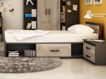 Bed SANGRIA 90x200 cm grafiet/eik santana