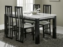 Eettafel REBECCA 160 cm hoogglans zwart/hoogglans wit