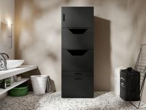 Kast voor wasgoed WASHING 2 deuren 2 lades met opzetkast zwart