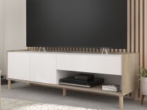 Tv-meubel MORPHEE 2 deuren 1 lade 150 cm japanse eik/wit