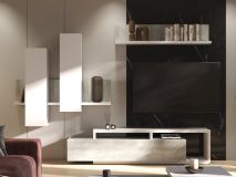 Tv-meubel set BOTSWANA 2 lades 2 opbergvakken wit/beton