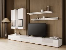 Tv-meubel set BABEL 5 deuren wit/hoogglans wit