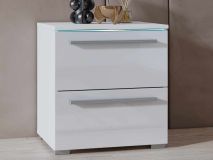 Nachtkastje INDIRA 2 lades wit/glanzend wit met led