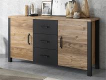 Dressoir OLIANNE 2 deuren 3 lades appenzeller sparren/zwart