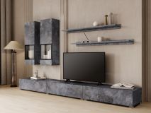 Tv-meubel set BABEL 5 deuren kleurrijke leisteen met verlichting