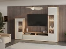 Tv-meubel set DOLCE 2 deuren 2 lades kasjmier/eik