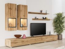 Tv-meubel set BABEL 5 deuren wotan eik met verlichting
