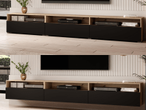 Tv-meubel BABEL II 3 deuren 3 vakken eik artisanaal/zwart