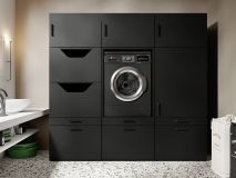 Kast WASHING 1 machine met kast voor wasgoed en kast LARGE zwart