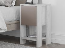 Nachtkastje EMAR 1 klapdeur wit/mokka