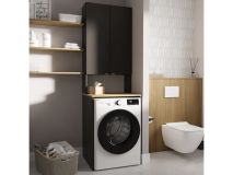 Kast voor wasmachine LAURA 2 deuren antraciet/artisan eik