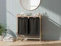 Wasmand WASHING met 2 vakken zwart