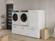 Kast WASHING 2 machines naast elkaar met kast 1 deur 2 lades MEDIUM wit