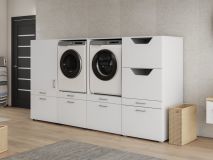 Kast WASHING 2 machines met kast 1 deur 2 lades en kast voor wasgoed MEDIUM wit