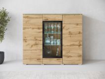 Hoge commode VITTORIO 3 deuren wotan eik met led