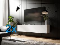 Tv-meubel KINGSTON 2 klapdeuren 210 cm wit mat