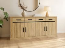 Dressoir TIBOR 4 deuren 2 lades franse eik