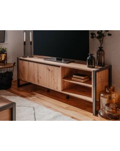 Tv-meubel DENZEL 2 deuren eik artisanaal/antraciet 