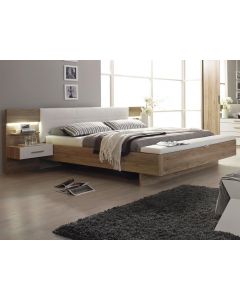 Bed en nachtkastje MOSBY 180x200 cm met led sanremo/wit