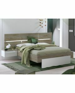 Bed en nachtkastjes PADEL 140x190 cm wit/endgrain eik 