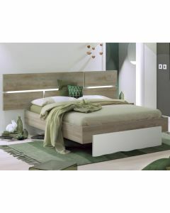 Bed PADEL 140x190 cm wit/endgrain eik 
